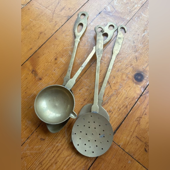 Vintage Brass Hanging Cutlery Set - Picture 2 of 4